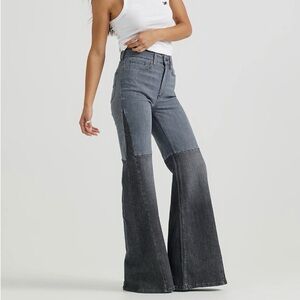 LEE Janet Flare Jeans High-Waist Two-Tone Denim Wide Leg Gray Black 31
